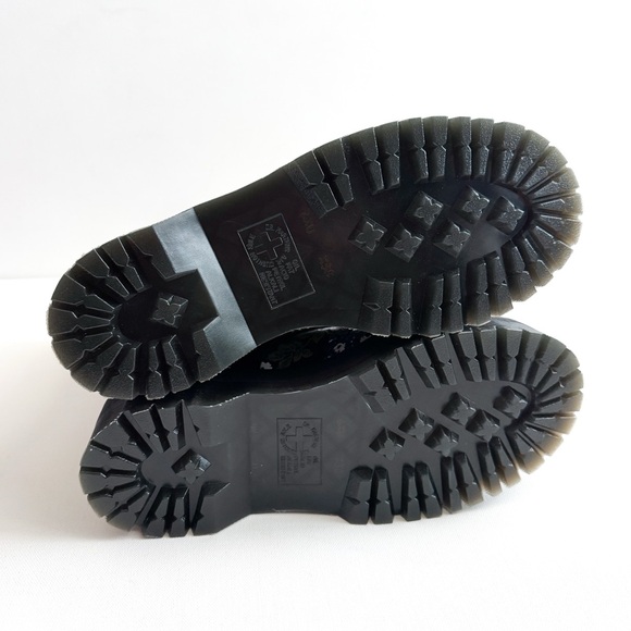 Dr. Martens Sinclair Black Leather Vintage Floral Zip Lace Up Platform Boots - Picture 7 of 10